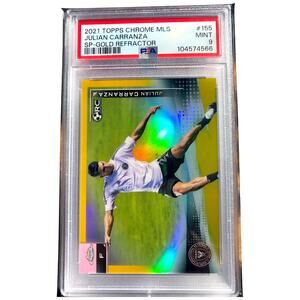 2021 Topps Chrome MLS Gold Refractor Horizontal 155 Julián Carranza /50 PSA9 RC
